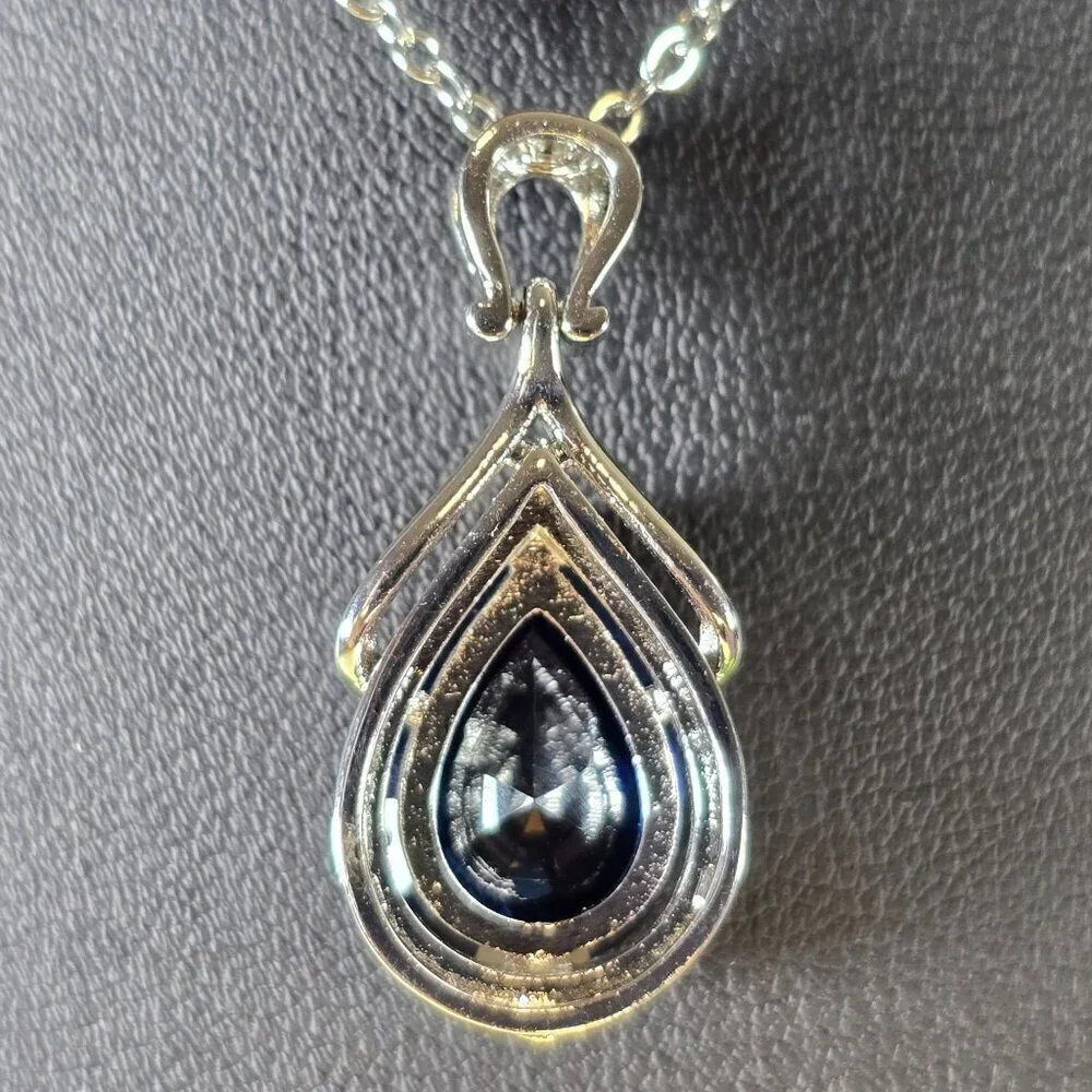 Sapphire Crystal Teardrop Pendant 17.5